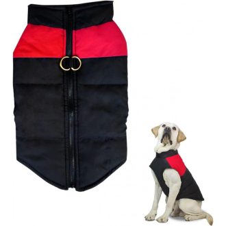   Vízálló cipzáros Kutya Dzseki Fekete-piros színű XXL méretben