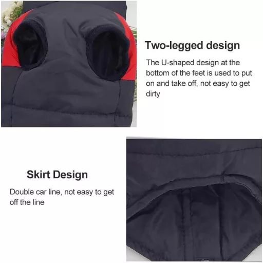 Crno-crvena vodootporna jakna za pse XXL veličine s patentnim zatvaračem