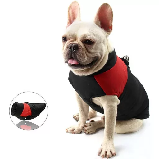 Crno-crvena vodootporna jakna za pse XXL veličine s patentnim zatvaračem