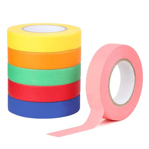 Set Bandă Adezivă Colorată LUCKNIGHT - 6 Culori, 15 mm x 20 m, Bandă de Mascare Adezivă Puternică pentru Decorațiuni, Ambalare, DIY Creativ