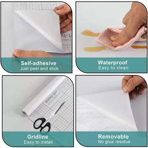 Arthome samoljepljiva dekorativna folija 43 cm x 305 cm, mat bijela, za oblaganje namještaja i zidova