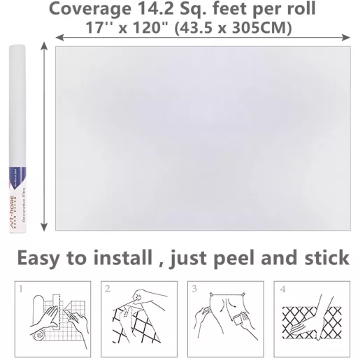 Arthome samoljepljiva dekorativna folija 43 cm x 305 cm, mat bijela, za oblaganje namještaja i zidova