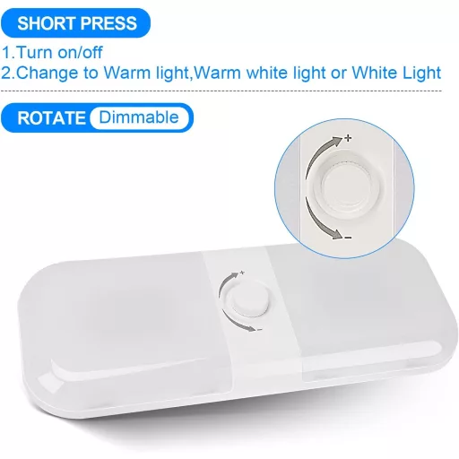 SUPAREE 12V-os LED lámpa lakóautóba, 3 színhőmérséklettel, szabályozható - Plastic