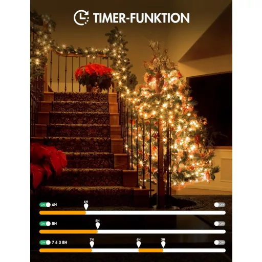 BESCOST 300 LED Vonkajšia svetelná reťaz, teplá biela, 8 režimov, vodoodolná záhradná dekorácia