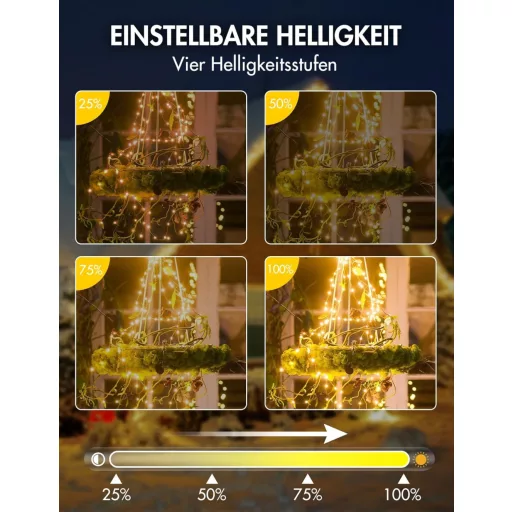 BESCOST 300 LED Kültéri Fényfüzér Meleg Fehér 8 Móddal Vízálló Kerti Dekoráció