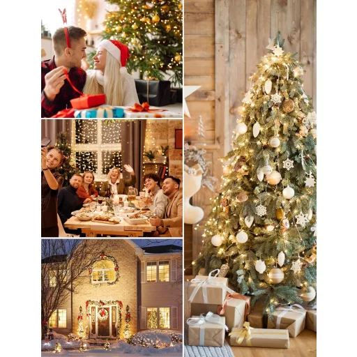 BESCOST 300 LED Vonkajšia svetelná reťaz, teplá biela, 8 režimov, vodoodolná záhradná dekorácia