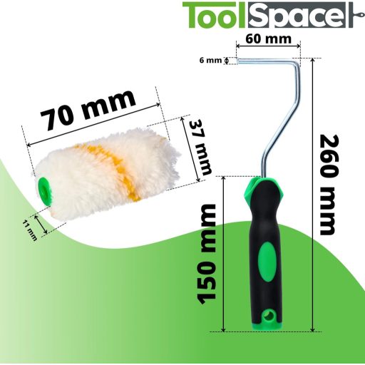 ToolSpace 10 darabos festőhenger szett 7cm - poliakril festékhez, bárány gyapjú