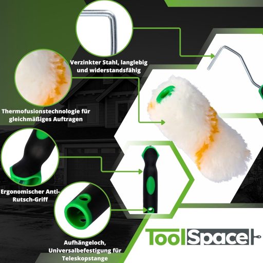 ToolSpace 10 darabos festőhenger szett 7cm - poliakril festékhez, bárány gyapjú
