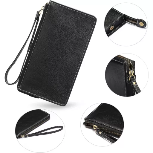 Veľká dámska peňaženka GAEKEAO s RFID ochranou, množstvom priehradiek a priehradkou na karty so zipsom.