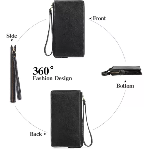 Veľká dámska peňaženka GAEKEAO s RFID ochranou, množstvom priehradiek a priehradkou na karty so zipsom.