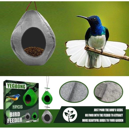 Akasztós Madáretető filc anyagból, könnyen tisztítható 12,8*16,5 cm, 18,5 cm (kötél)