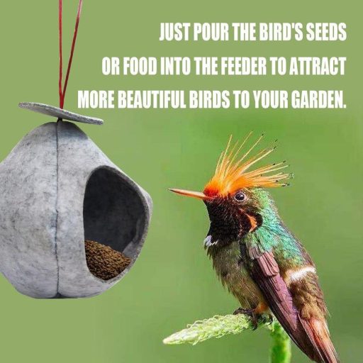 Akasztós Madáretető filc anyagból, könnyen tisztítható 12,8*16,5 cm, 18,5 cm (kötél)