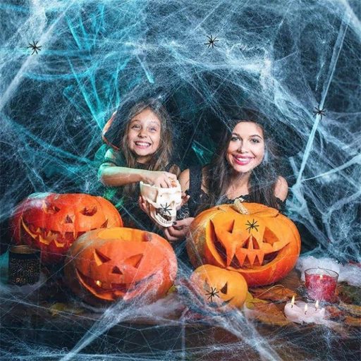 Halloweenska súprava pavučiny 120g s rozťahovacou sieťou a 24 umelými pavúkmi - Strašidelná dekorácia