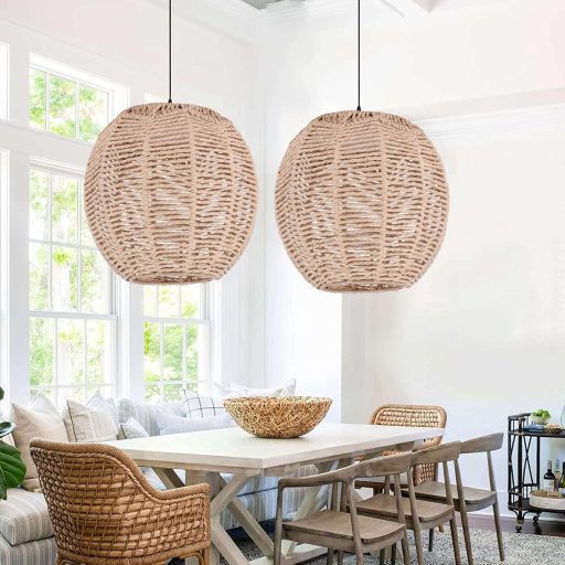 Lazycloud Kézzel Font Rattan Lámpaernyő Barna Retro Csillár Búra Kerek Fonott Dekoratív Világítás 15cm