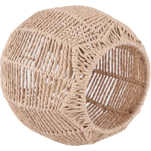Lazycloud Kézzel Font Rattan Lámpaernyő Barna Retro Csillár Búra Kerek Fonott Dekoratív Világítás 15cm