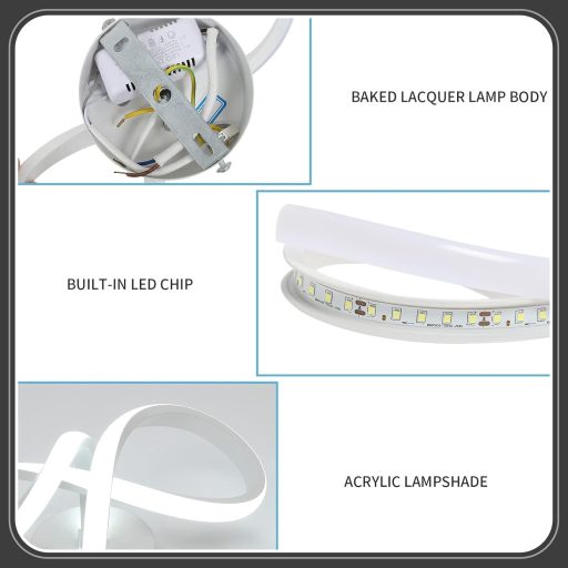 DAXGD Modern LED Mennyezeti Lámpa 20W Ívelt Dizájn Hálószoba Nappali Konyha