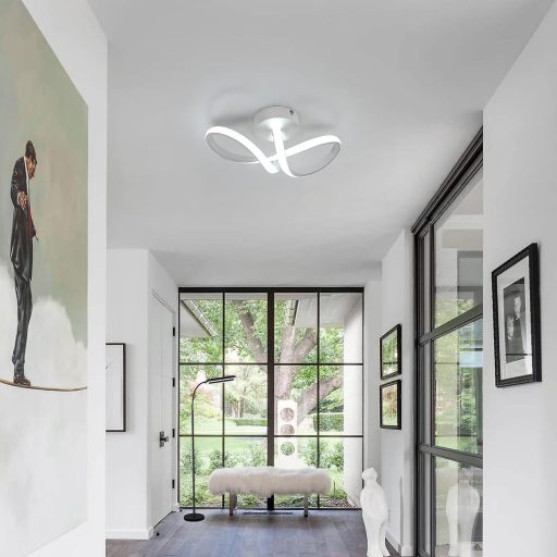 DAXGD Lampă de plafon LED modernă, 20W, design curbat, pentru dormitor, living, bucătărie