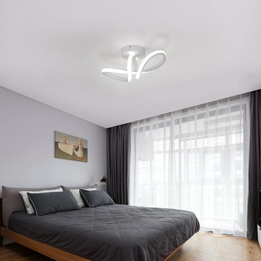 DAXGD Lampă de plafon LED modernă, 20W, design curbat, pentru dormitor, living, bucătărie