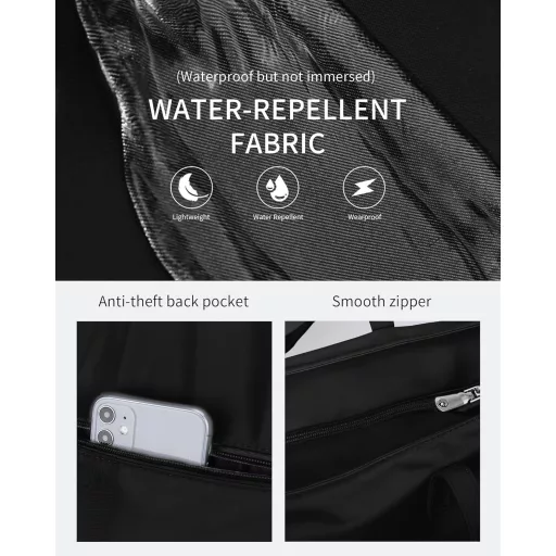 LIVACASA vízálló női táska, multifunkcionális válltáska cipzárral, fekete