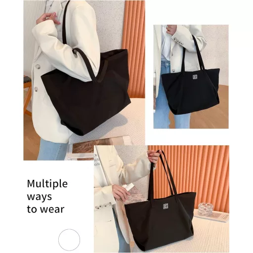 LIVACASA vízálló női táska, multifunkcionális válltáska cipzárral, fekete