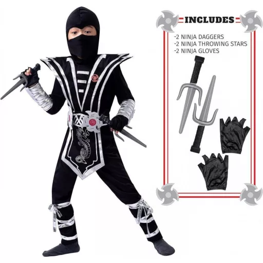 Ninja Jelmez Gyerekeknek Kiegészítőkkel, 8-10 éves kor