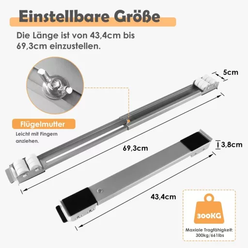 SMONTER 2 db mosógép alátét kerekekkel 300 kg terhelhetőség fékkel