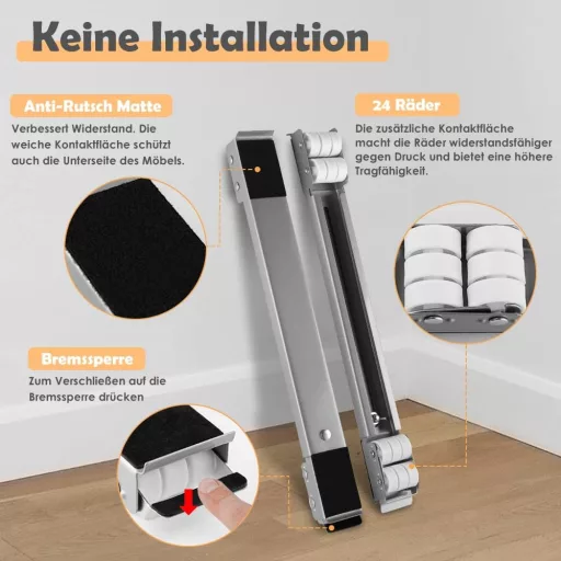 SMONTER 2 db mosógép alátét kerekekkel 300 kg terhelhetőség fékkel