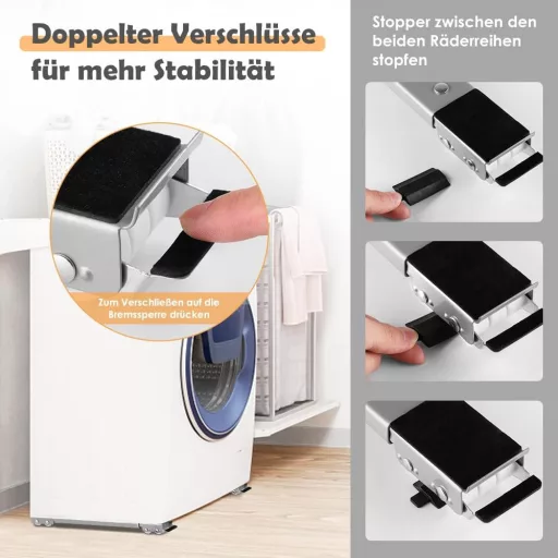 SMONTER 2 db mosógép alátét kerekekkel 300 kg terhelhetőség fékkel