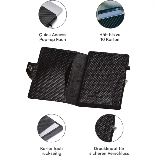 DONBOLSO RFID Slim Pánska Kožená Peňaženka s 10 Priehradkami na Karty Čierna