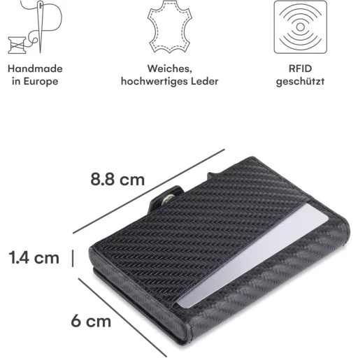 DONBOLSO RFID Valuta Slim Bőr Férfi Pénztárca 10 Kártyahellyel Fekete