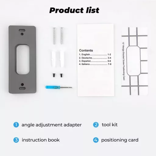 Suport Sonerie XIAOJUN cu Unghi Reglabil, Montare pe Perete pentru Interfon Video Ring Doorbell, Gri, Lateral Stânga și Dreapta