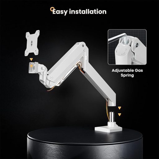 PUTORSEN Monitor Tartó Asztali Alumínium Forgatható Dönthető 17-49 Colos VESA Fehér