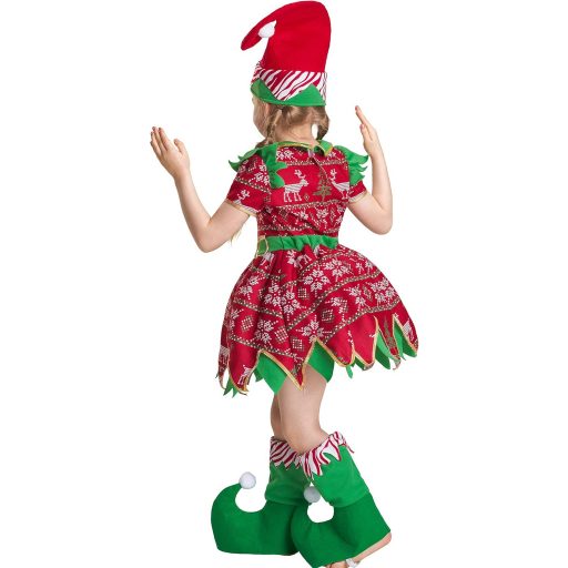 IKALI Karácsonyi Manó Jelmez Lányoknak - Sapkával és Cipővel, 3-4 Éveseknek