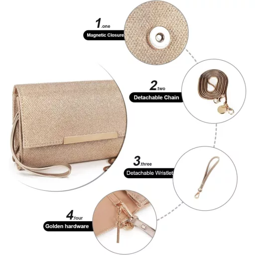 AFKOMST női clutch táska crossbody lánccal, nyári szalma strandtáska