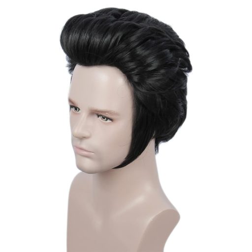 Linfairy Fekete Rövid Hátrafésült Paróka Szemüveggel Halloween Jelmez Férfiaknak