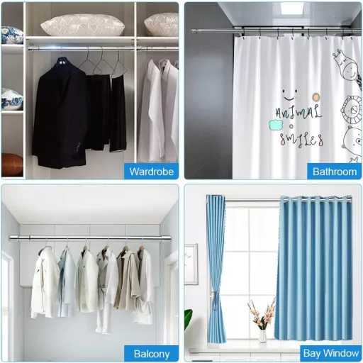 XAVSWRDE Teleszkópos Ruhaakasztó Sín 82-152 cm Rozsdamentes Acél Feszítőrúd