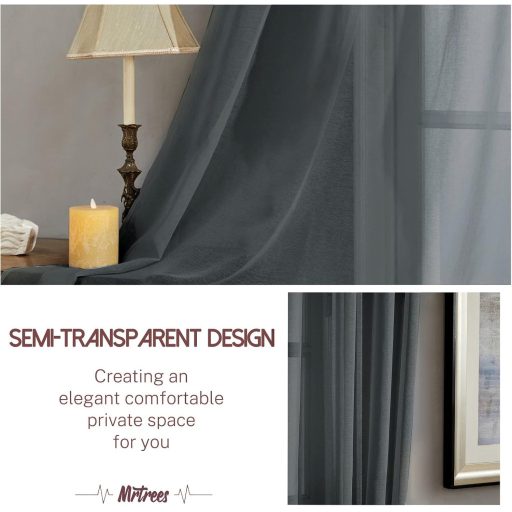 MRTREES Átlátszó Hálós Függöny 140x145 cm 2 Darab Hálószobához Nappalihoz