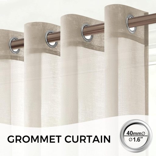 MRTREES félátlátszó függöny szett 2db 122x140cm bézs lenvászon hatás