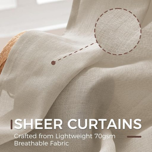 MRTREES félátlátszó függöny szett 2db 122x140cm bézs lenvászon hatás