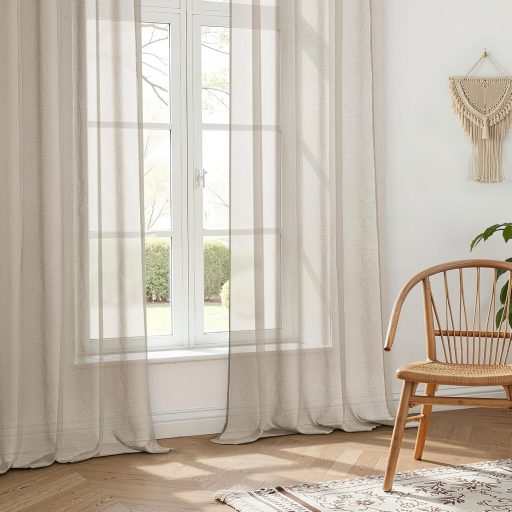 MRTREES félátlátszó függöny szett 2db 122x140cm bézs lenvászon hatás