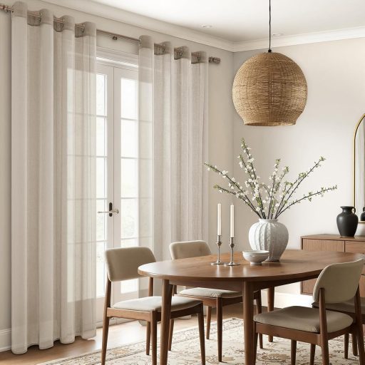 MRTREES félátlátszó függöny szett 2db 122x140cm bézs lenvászon hatás