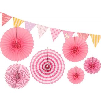   Súprava ružových závesných papierových dekorácií na svadbu a narodeniny