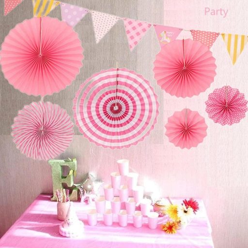 Súprava ružových závesných papierových dekorácií na svadbu a narodeniny