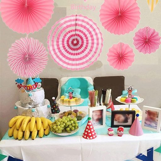 Súprava ružových závesných papierových dekorácií na svadbu a narodeniny