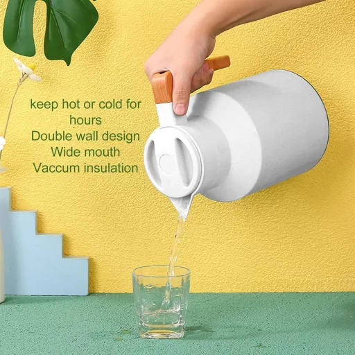 Buachois 1L Kávé Termosz Vákuum Kancsó Fa Fogantyúval