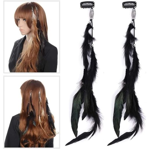 Kiuio Bohémska sponka do vlasov s pávím perím ako doplnok ku kostýmu pre ženy