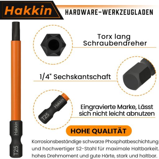 Hakkin 13 részes Torx bit készlet 75mm mágneses csavarhúzó S2 acél