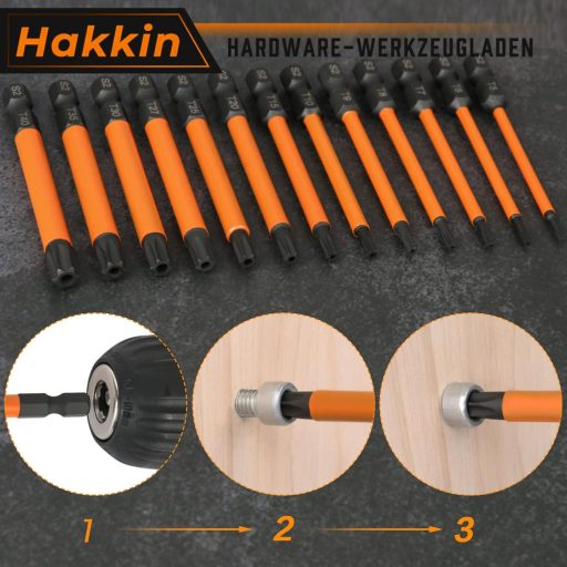 Hakkin 13 részes Torx bit készlet 75mm mágneses csavarhúzó S2 acél