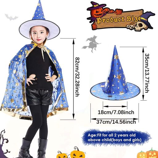 Detský čarodejnícky plášť s klobúkom - Halloweensky kostým čarodejnice