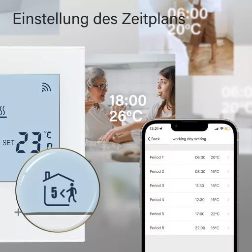 BEOK CONTROLS Termostat Inteligent WiFi Programabil Regulator Încălzire Prin Pardoseală 230V Alb Compatibil Alexa Cu Senzor